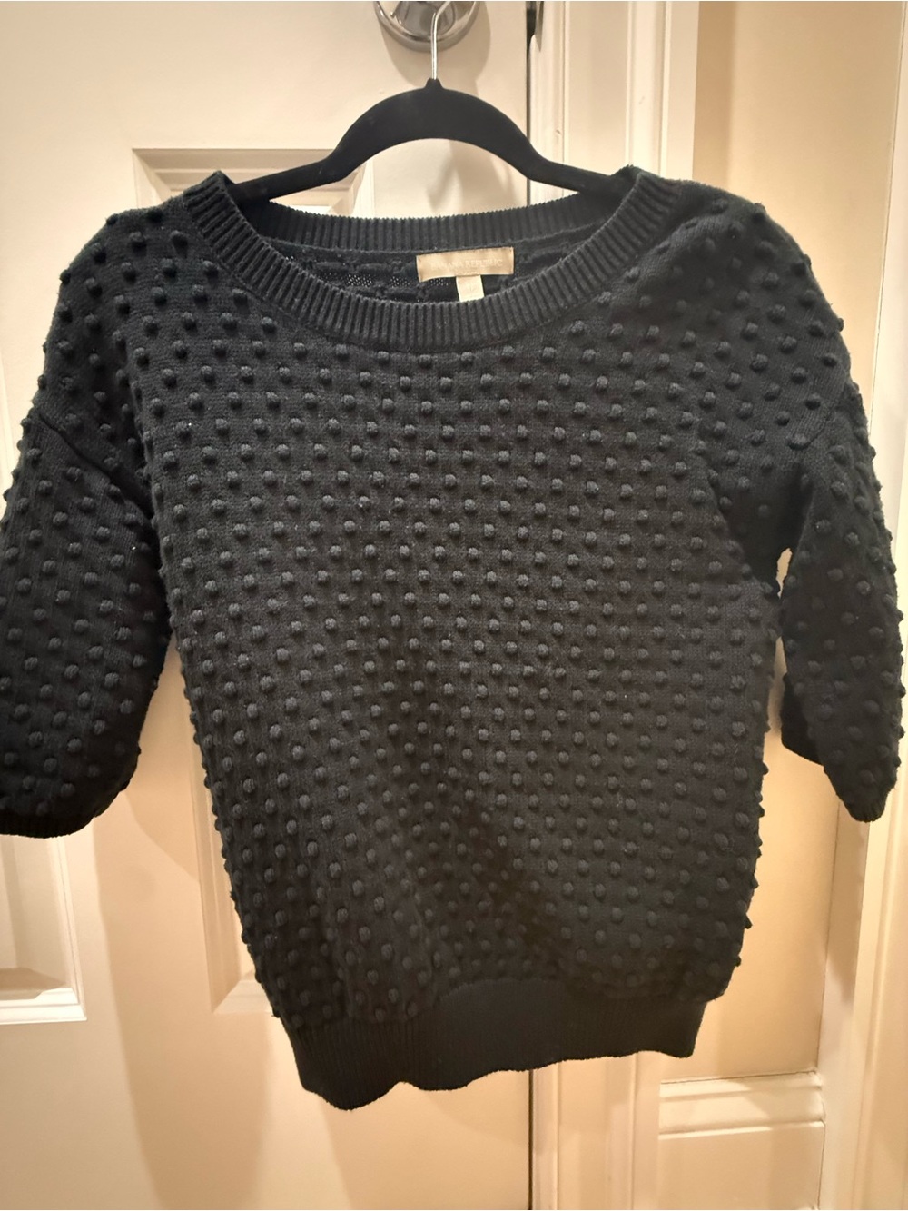Banana Republic Black Bobble Knit Crewneck Sweater Women Size Xs